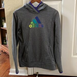 Adidas Rainbow Hoodie Fitted Medium Women’s, Gray with Purple Trim